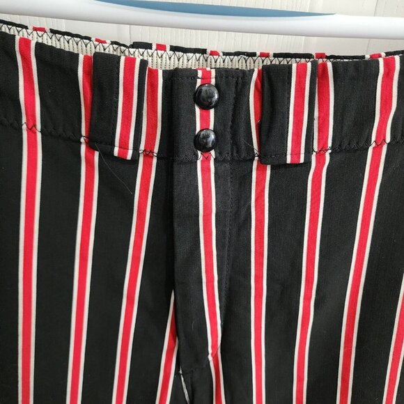 Vtg POWERS Custom Tailored Athletic Baseball Uniform Shorts Black/Red Striped 33 - Picture 3 of 10